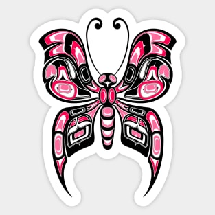 Pink and Black Haida Spirit Butterfly Sticker